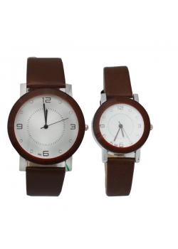 NK Fashion Leather Pair Watch, NK664M, Brown